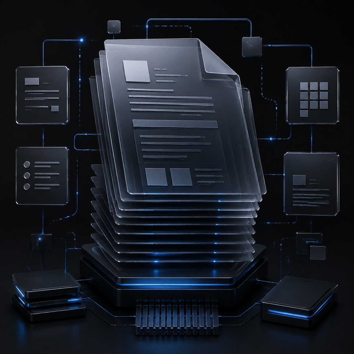 Premium AI templates system with layered digital documents